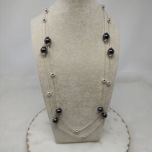 Alfani Black and Silver Beaded Necklace